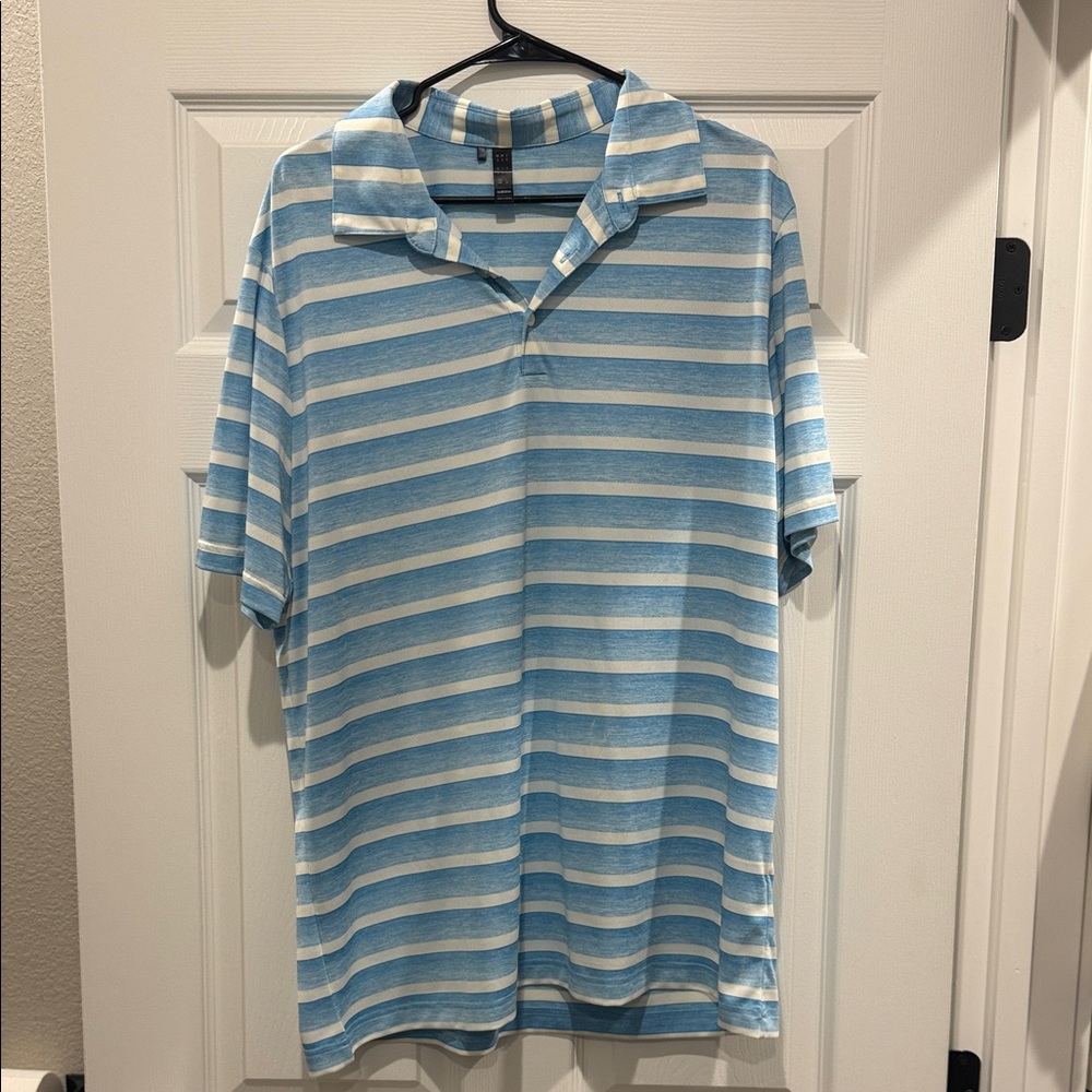 adidas Sky Blue and White Men's Polo Shirt